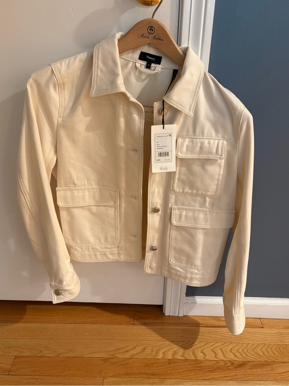 NEW WITH TAGS!! Theory Ecru Casual Long-Sleeve Jacket